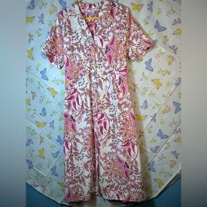 Single Thread Women’s Tie Waist Poplin Paisley Printed Midi Dress XL